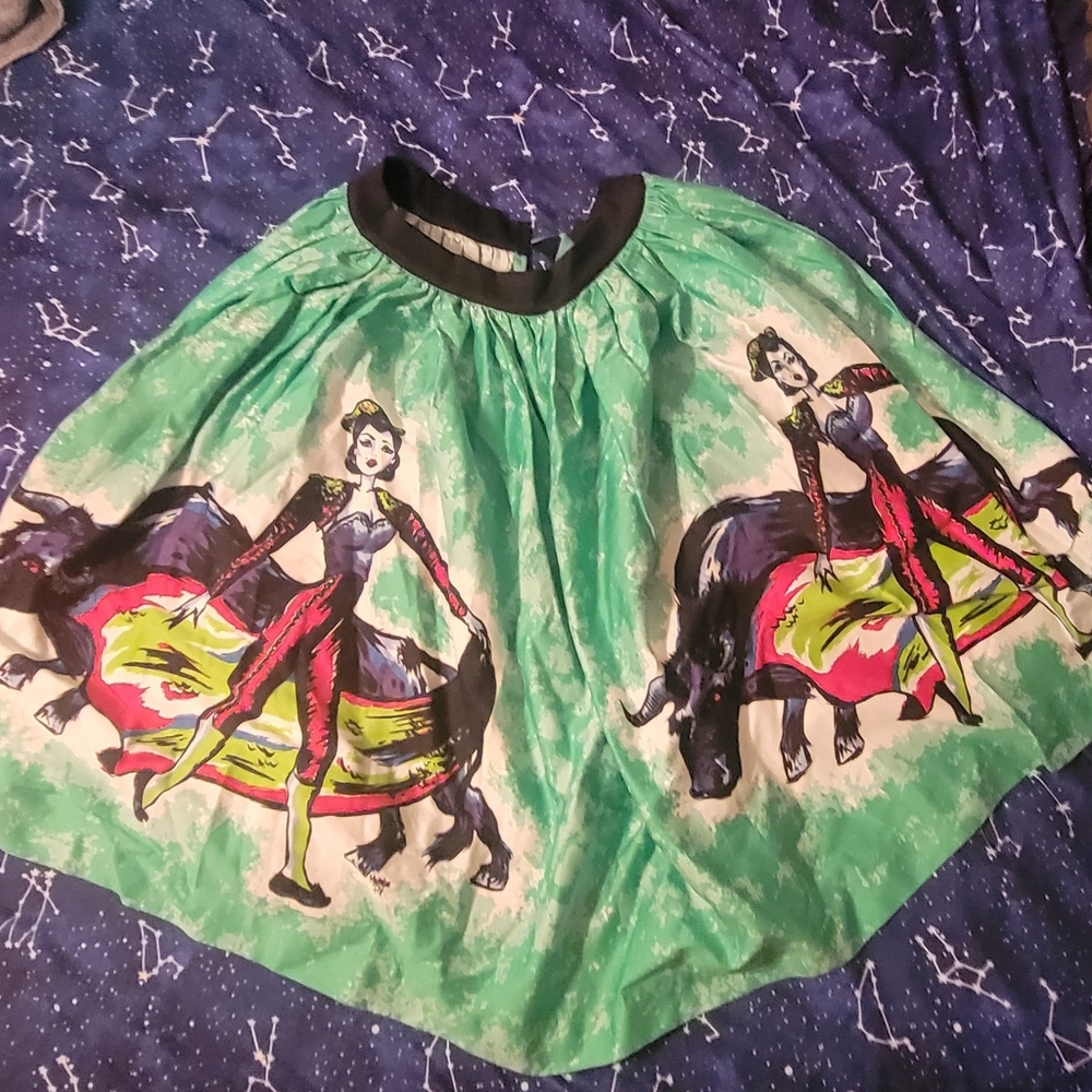 Pinup Couture Jenny Skirt in Dancing Matador Print